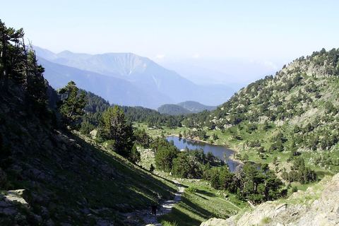 Le lac Achard entouré de pins, près de Chamrousse