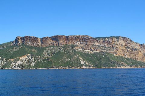 Les falaises ocre du cap Canaille vues depuis la mer