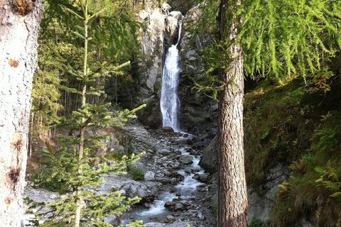 La cascade du Dard entre les mélèzes